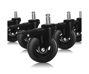 Offgridtec Set di 5 ruota per sedia da ufficio con freno, ruota di ricambio, protegge legno duro su moquette e pavimenti in parquet, prestazioni elevate.