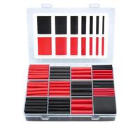 Offgridtec Set di tubi termorestringenti 3:1, 200 pezzi pretagliati da 45 mm, doppia parete con adesivo, per isolamento cavi e giunti saldati, vari diametri, nero/rosso
