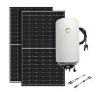 Offgridtec Sistema di scaldabagno solare 900 W con caldaia ibrida Fothermo 80 l, Plug & Play, backup 230 V fino a 1500 W, temperatura massima 65 °C, doppio pannello solare bifacciale