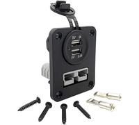 Offgridtec telaio da incasso doppio SB50 Anderson 90A + 2 porte USB, IP65 resistente all’acqua, plastica di alta qualità, montaggio Anderson 12V-24V DC per camper, barche e sistemi solari, nero