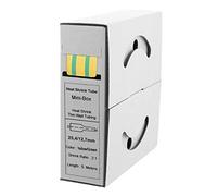Offgridtec Tubo termoretraibile da 5 m con colla, 25,4 mm > 12,7 mm, doppia parete, senza alogeni, ignifugo, impermeabile, facile da tagliare, scatola dispenser inclusa, giallo/verde