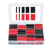 Offgridtec Tubo termoretraibile Set 4:1, 190 pezzi pretagliati, lunghezza 45 mm, doppia parete con rivestimento adesivo, per isolamento cavi e collegamenti elettrici, nero/rosso
