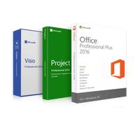 Office 2016 Professional + Visio 2016 Professional + Project 2016 Professional Pacchetto - per 5 dispositivi