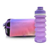 office box Astuccio triplo Blush Pastel el l'Original- Porta matite a 3 grandi scomparti con chiusure a cerniera, tasche multiple e orari e identificatore., Colormix-viola + bwater, Moderno