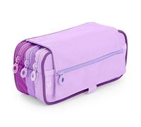 office box Astuccio triplo Blush Pastel el l'Original- Porta matite a 3 grandi scomparti con chiusure a cerniera, tasche multiple e orari e identificatore., Viola, Moderno