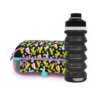 office box Astuccio Triplo Design - Astuccio con spaziosi scomparti interni con chiusura lampo individuale, lavabile e molto resistente, by Colorline, Cactus+bwater, 22 cm x 9 cm x 9 cm, Moderno