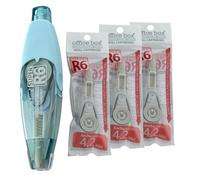 office box - Confezione da 1 nastro correttore ricaricabile retrattile super r6 + 3 ricariche - larghezza 4,2 mm x 6 metri di alto potere coprente e asciugatura istantanea. (Blu)