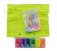 office box, Confezione di evidenziatori ricaricabili Fluorescenti FLUO, il pennarello ecologico con l'inchiostro più solido, fluido e sorprendente, ideale per astuccio. (Fluo Pack 6 + 6 Ricambi)