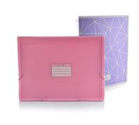 Office Box - Confezione ritorno a Cole: raccoglitore classificatore a 12 divisioni, visualizzatori panoramici e 80 etichette + cartella 4 anelli 25 mm, qualità per tutto il corso by Colorline. (Rosa +
