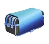 Office Box Triple Blush - Astuccio per matite con 3 scomparti cernierati, tasche multiple, per il tempo e l'identificativo. Color Mix - Blu, 22x11x9 cm, Modern