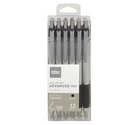 Office Depot Advanced Ink Retractable Ballpoint Pens Bold Point 1.2 mm Silver Barrel Black Ink Pack Of 12