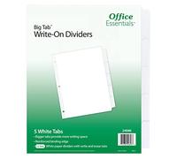 Office Essentials Big Tab 24846 - Divisori scrivibili, 21,5 x 27,9 cm, 5 linguette, colore: bianco, confezione da 12
