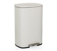 HJH Office Cestino 50L, Cestino a Pedale con Coperchio, Chiusura Morbida Clean XV Cestino in Acciaio con Cestino Interno, per Cucina, Ufficio, Beige, 64x30x42,5 cm