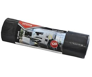 Office Products 22023232-05 - Sacchetti per la Spazzatura da 120 l, 10 pezzi/con Coulisse, Extra Resistenti, in LDPE/per rifiuti Domestici per Ufficio/Colore: Nero
