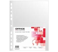 OFFICE PRODUCTS Buste Trasparenti A4 / Confezione da 100 / Din A4 / Cristallino/con apertura superiore Busta in plastica perforata per documenti Carte Cartelle Cartelle/PP/Trasparente 50 micron