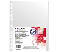 Office PRODUCTS - Buste trasparenti trasparenti formato A4, 100 pezzi/apertura superiore, in plastica, forate, 60 micron/bordo rinforzato