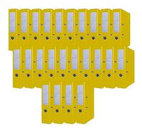 Office Products, confezione da 24 cartelline gialle formato A4/75 mm, in cartone con rivestimento in plastica PP, con protezione bordi in metallo