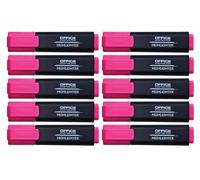 Office Products, evidenziatore luminoso, confezione da 10 pezzi, colore rosa/evidenziatore, inchiostro atossico, punta a scalpello di alta qualità/spessore del tratto 1-5 mm
