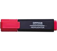 Office Products, evidenziatore luminoso, confezione da 10 pezzi, colore: rosso/evidenziatore, inchiostro atossico, punta a scalpello di alta qualità/spessore del tratto 1-5 mm