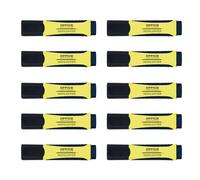 Office Products, evidenziatori con impugnatura in gomma, pennarello giallo, 10 pezzi, per casa, ufficio, scuola