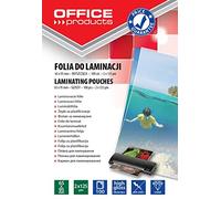 OFFICE PRODUCTS Fogli Plastificatrice / 65 x 95 mm - 6,5 x 9,5 cm / 2 x 125 Micron/Confezione da 100 pezzi/Pouches per plastificazione per documenti/Finitura Lucida/Foglio di Laminazione