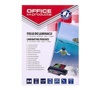 OFFICE PRODUCTS Fogli Plastificatrice A4 / 2 x 100 Micron/Confezione da 100 pezzi/Pouches per plastificazione per documenti/Finitura Lucida/Foglio di Laminazione