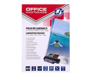 OFFICE PRODUCTS Fogli Plastificatrice A4 / 2 x 100 Micron/Confezione da 100 pezzi/Pouches per plastificazione per documenti/Finitura Lucida/Foglio di Laminazione