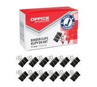 Office Products - Graffette pieghevoli da 51 mm, 12 pezzi, in metallo, colore: nero/argento, resistenti alla deformazione, graffette di carta