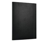 Office Products PP - Cartellina portadocumenti con elastico, formato A4, 15, 3 alette, colore nero, con elastico, in cartone di materiale, polipropilene, impiallacciatura, colore: nero, formato A4