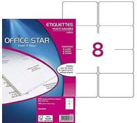 OFFICE STAR - Confezione da 800 etichette adesive bianche multiuso formato 99,1 x 67,7 mm, personalizzabili e stampabili per tutti i tipi di stampanti laser, getto d'inchiostro, fotocopiatrice