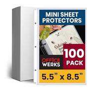 Office Werks 100 Pack of Heavyweight Clear Mini Sheet Protectors, 5.5" x 8.5", Top Load, Reinforced Holes, Acid-Free/Archival Safe, Plastic Sleeves for Binders Documents