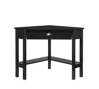 Office Writing Desk with Office Desk-Triangle Corner Computer Desk with One Drawer And 2 Bottom Storage Shelves （Black） Study Desk with Storage