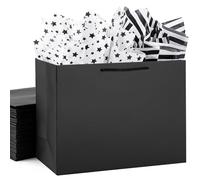OfficeCastle Confezione da 4 sacchetti regalo XL neri, grandi sacchetti regalo con carta velina, 40 x 15 x 30 cm, sacchetti regalo per piccole imprese, addio al nubilato, matrimoni, Natale