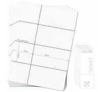 OfficeGear Biglietti per eventi con stub 4-up [25 fogli - confezione da 100] 74 x 210 mm stampabile bianco A4 150 gsm carta microperforata per biglietti eventi, lotteria, concerto, ammissione, modello
