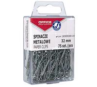 OFFICER PRODUCTS 18083269-19 - Graffette in metallo argentate, 32 mm, 75 pezzi, in pratica scatola/clip di carta