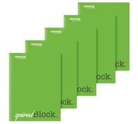 OFFICER PRODUCTS Blocco note a spirale, formato A4, a quadretti, confezione da 5 pezzi, 80 fogli, 160 pagine, blocco note a spirale, blocco note scolastico