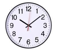OFFICER PRODUCTS Orologio da parete in plastica, 30 cm, nero, con numeri arabi, orologio da parete/quarzo, silenzioso, per scuola, ufficio, soggiorno, cucina/analogico, moderno, rotondo, decorativo
