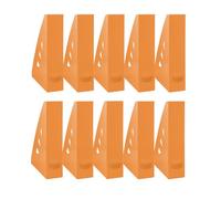 OFFICER PRODUCTS Portariviste, design moderno, 10 pezzi, formato A4, colore: arancione, plastica dura, traforato, organizer da scrivania per riviste, infrangibile