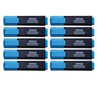 OFFICER PRODUCTS PRODUCTS 17055211-01 - Set di 10 evidenziatori luminosi, inchiostri atossici, punta a scalpello di alta qualità/spessore del tratto 1-5 mm, colore: blu/evidenziatore