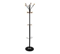OFFICER PRODUCTS Supporto appendiabiti e portaombrelli STOCKHOLM/in metallo/stand appendiabiti autoportante/14 ganci/per abbigliamento ufficio sciarpe borse cappelli/nero/altezza 180 cm/piede in marmo