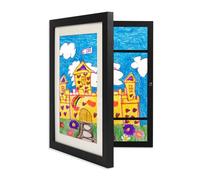 OfficeSwift Cornice artistica per bambini, formato A4, con apertura frontale, per esporre immagini in verticale o orizzontale, per esporre opere d'arte per bambini, nero, 23 x 35 cm