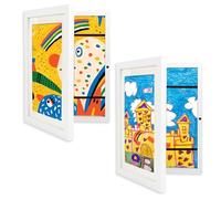 OfficeSwift Cornici artistiche per bambini, formato A4, con apertura frontale, per esporre immagini in verticale o orizzontale, per esporre opere d'arte per bambini, disegni e artigianato (2, bianco)