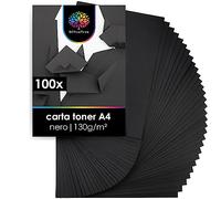 OfficeTree 100 fogli di carta colorata nera, formato A4, 130 g, carta colorata nera, A4, per bricolage, pittura e stampa
