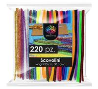 OfficeTree 220 Scovolini Colorati per Lavoretti - 30 Colori incl. Colori Glitterati - Scovolini Colorati per il Bricolage - Pulisci Pipa - Scovolini per il bricolage - Scovolini Decorativi per Bambini