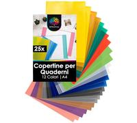 OfficeTree 25x Copertine Quaderni A4Colorate -12 Colori - Trasparente