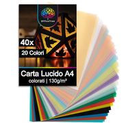 OfficeTree 40 fogli di carta colorata A4-20 colori tra cui oro e argento, carta da livello, multicolore per realizzare lanterne