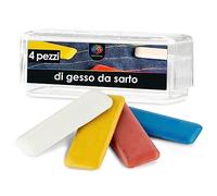 OfficeTree 4x Gessetti da Sarta 55 x 20 mm - 4 Colori - Gesso da Sarta - Gesso Sarta per Tessuti Chiari o Scuri - Gessi Bianchi, Giallo, Rosso e Blu per Disegnare Modelli - Cucito Accessori Sarta
