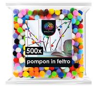 OfficeTree 500x Pon Pon Colorati Piccoli - 10 mm - Multicolore - Pom Pom Per Lavoretti - Mini pon pon - Ponpon decorativi - Pon Pon per Lavoretti