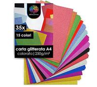 OfficeTree 50x Carta Glitterata A4 250g/m² - 20 Colori - Cartoncino Glitterato per Bricolage e Scrapbooking - Non Autoadesivo - Carta Glitter - Cartoncini Glitterati Colorati - Fogli Glitterati