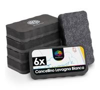 OfficeTree 6 x Cancellino Lavagna Magnetica Bianca - Nero - Magnetico e Feltro Spesso - Cancellino Lavagna Bianca - Cancellino Magnetico per Lavagna Bianca - Cancellino per Lavagna Magnetica